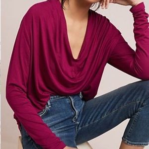 Anthropologie Maeve Melissa Draped Plum Shirt